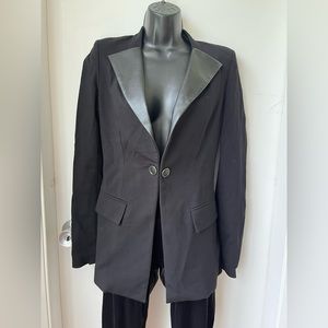 PLEIN SUD JEANIUS Womens Black Longlseeve One Button Blazer Jacket Size US 4